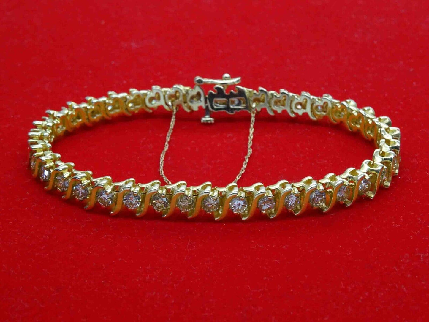 4.26ct tw Natural Diamond 6mm S-Link Tennis Bracelet 14k Gold