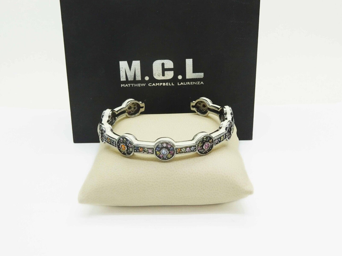 M.C.L. Matthew Campbell Laurenza Sapphire & Enamel Sterling Silver Cuff Bracelet