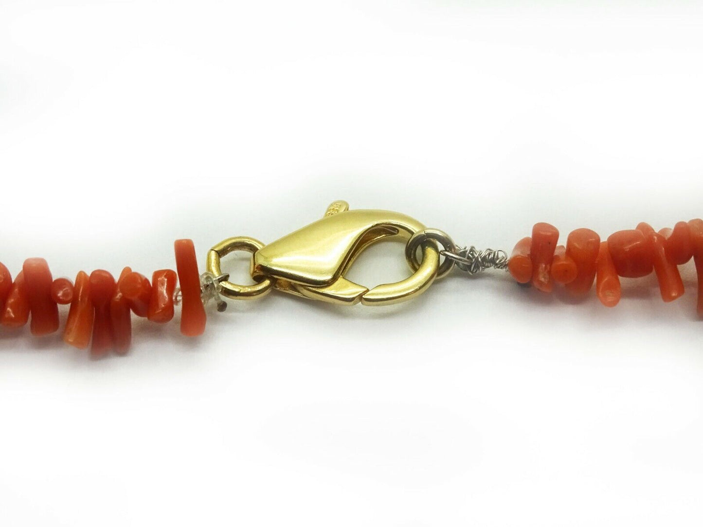 Estate Victorian Red Coral Branch Necklace 18" with 14k Gold Clasp