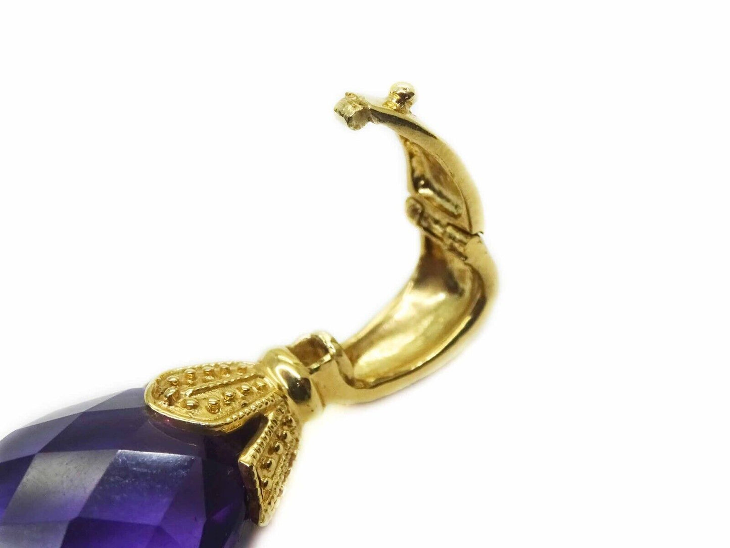 Natural Pear Briolette Amethyst Enhancer Pendant 14k Gold