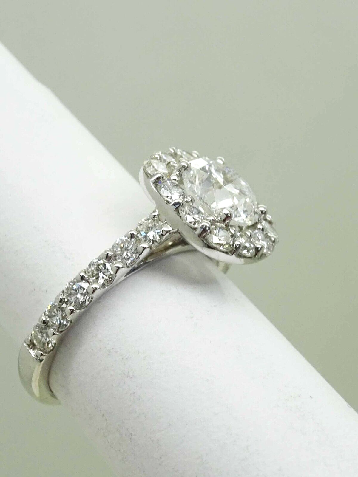 1.92ct tw Natural Diamond Halo Gabriel Engagement Ring 14k White Gold Size 4.5