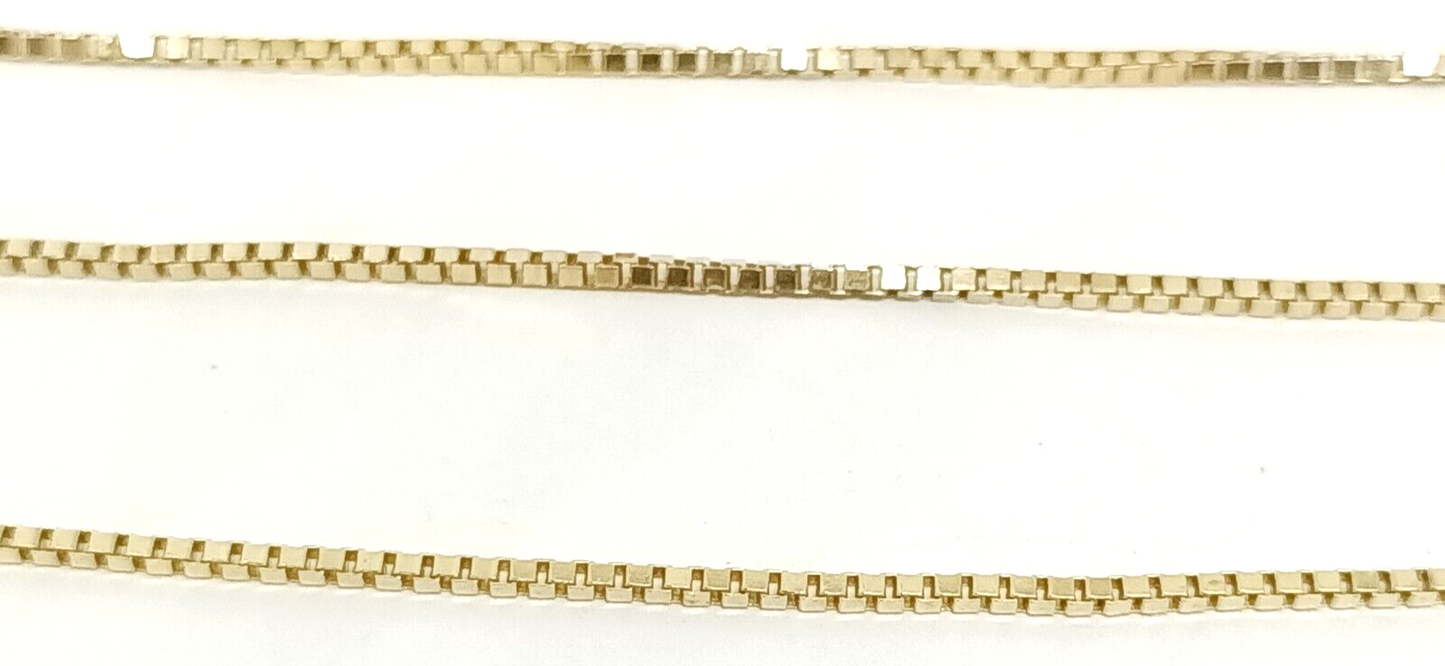 14k Yellow Gold 1mm Wide Box Chain Necklace 25'' Long, 4.6g