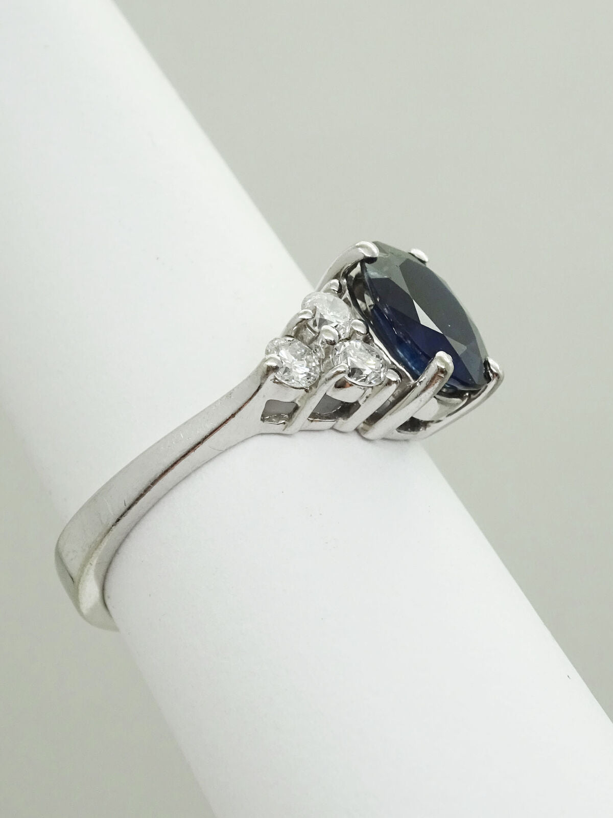 Natural 1.89ct Oval Sapphire & Diamond BITA Ring 14k White Gold Size 7 Gemworld