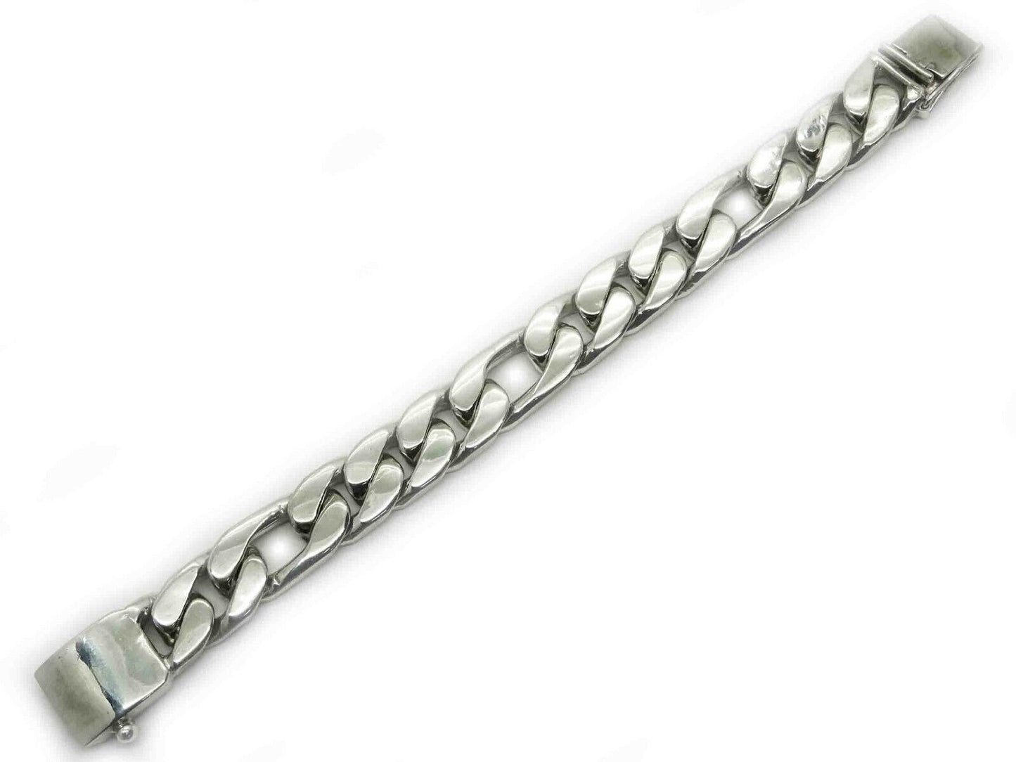 Men's Heavy 17mm Mexico Figaro Tennis Bracelet Sterling Silver 8.5" 156.1 Grams