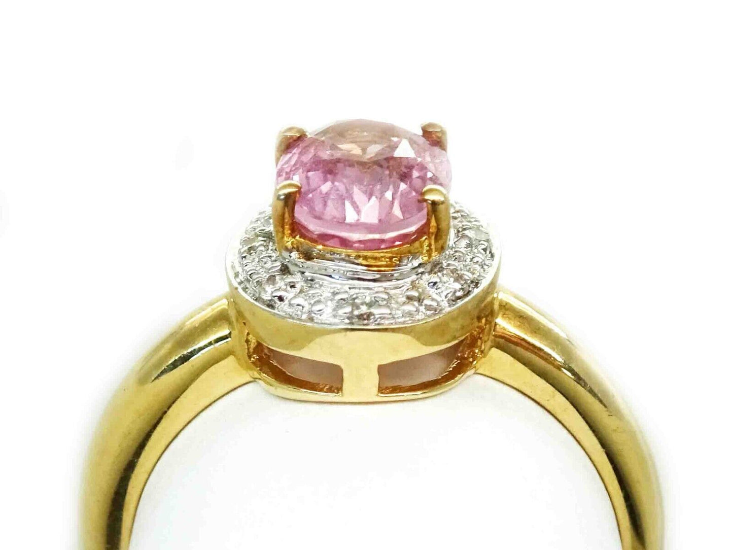 0.95ct tw Natural Morganite & Diamond Halo Ring 14k Gold Size 6.5