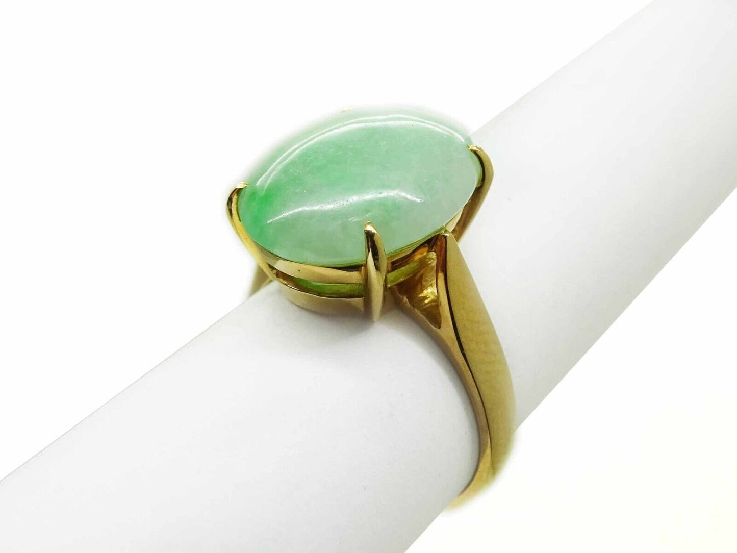 5.00ct Natural Jade Oval Cabochon Filigree Ring 14k Gold Size 5.75