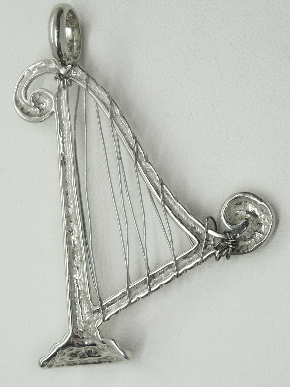 Harp with Wire Strings Pendant Sterling Silver