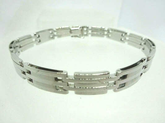 Real 14K White Gold Link Bracelet 8.25" Long Made in Italy