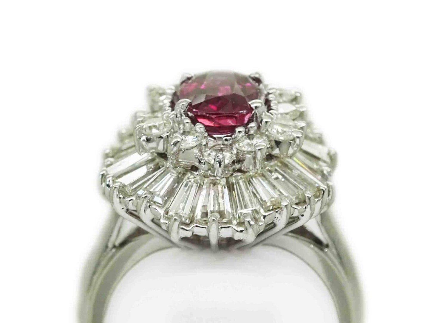 4.46ct tw Natural Ruby & Diamond Halo Cocktail Ring 14k White Gold Size 6.75