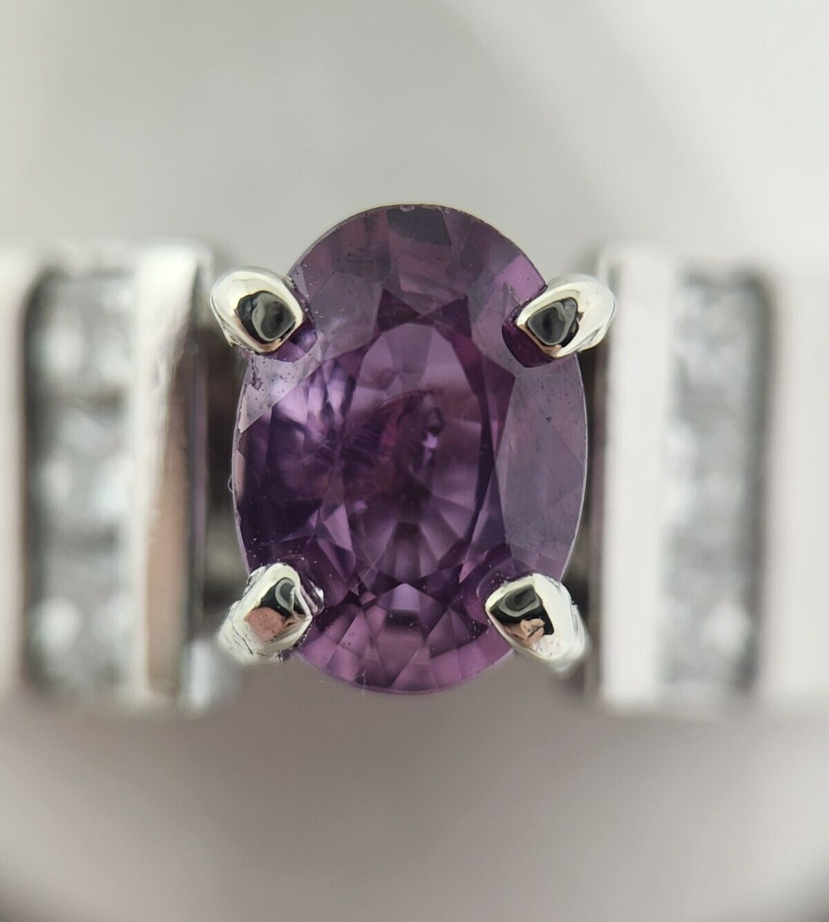 1.1ct tw Purple Sapphire & Diamond Platinum Ring, Size 11