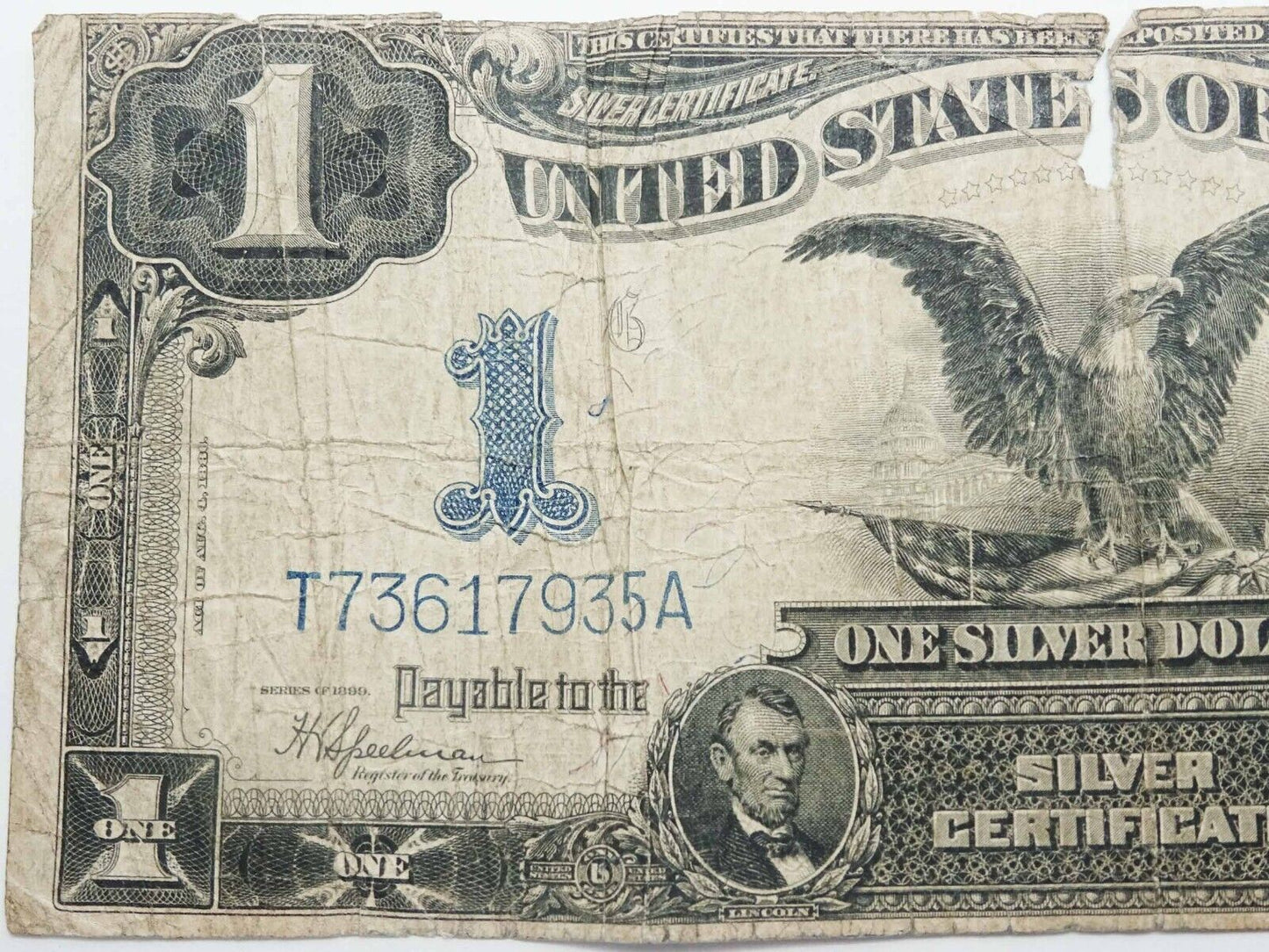 1899 $1 Black Eagle Silver Certificate Large Note T73617935A