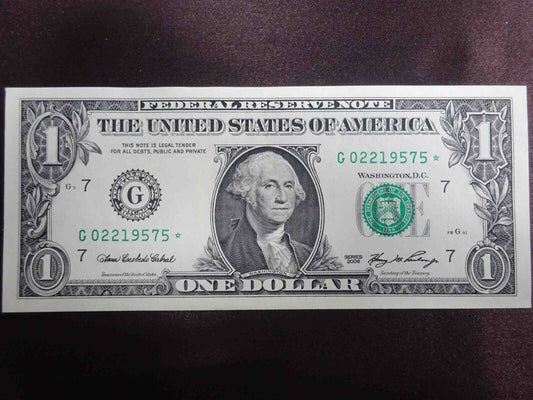 2006 $1 Federal Reserve Star Note Chicago G02219575*