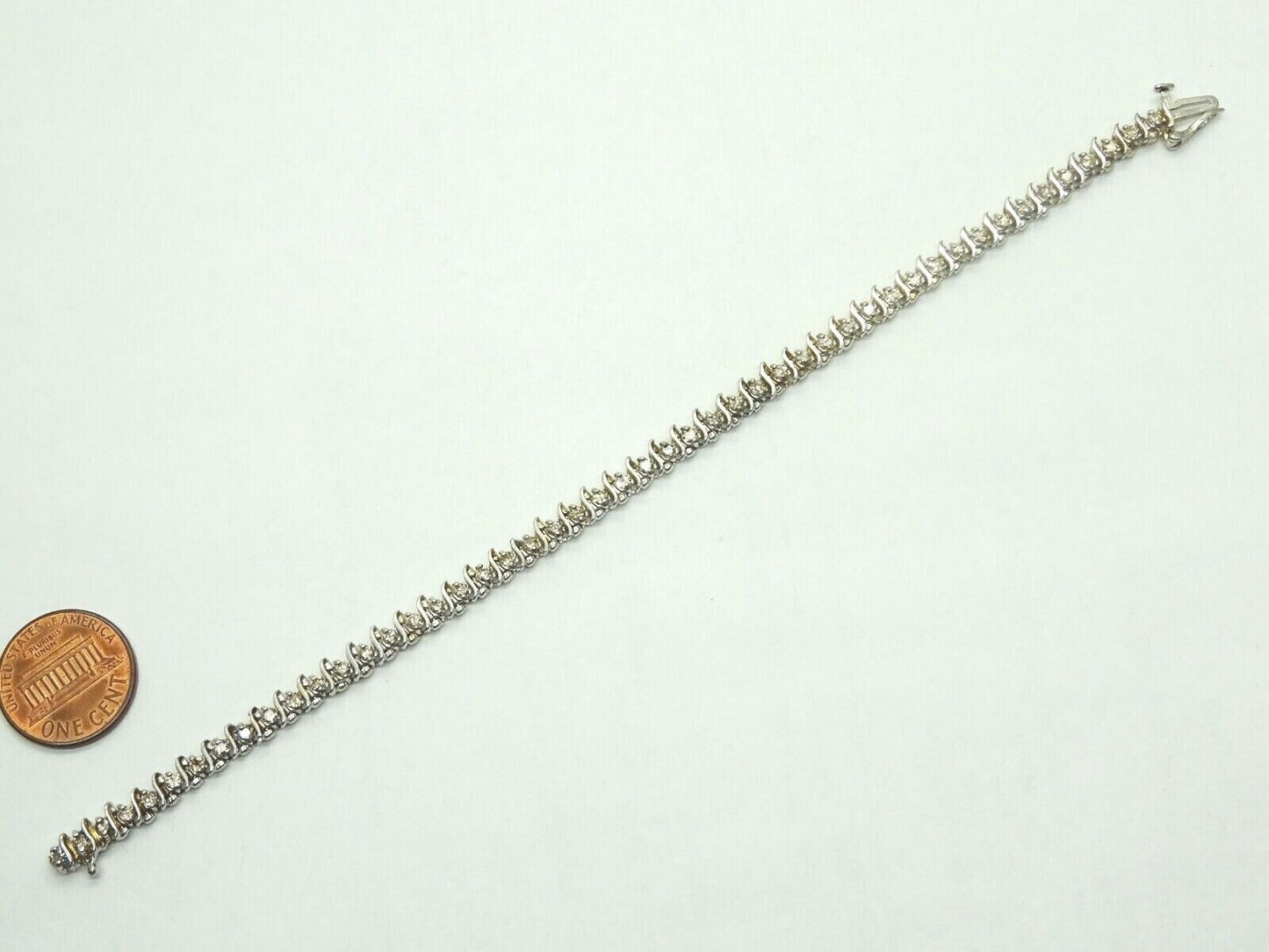 2.00ct tw Earth Mined Diamond "S" Link Tennis Bracelet 14k White Gold