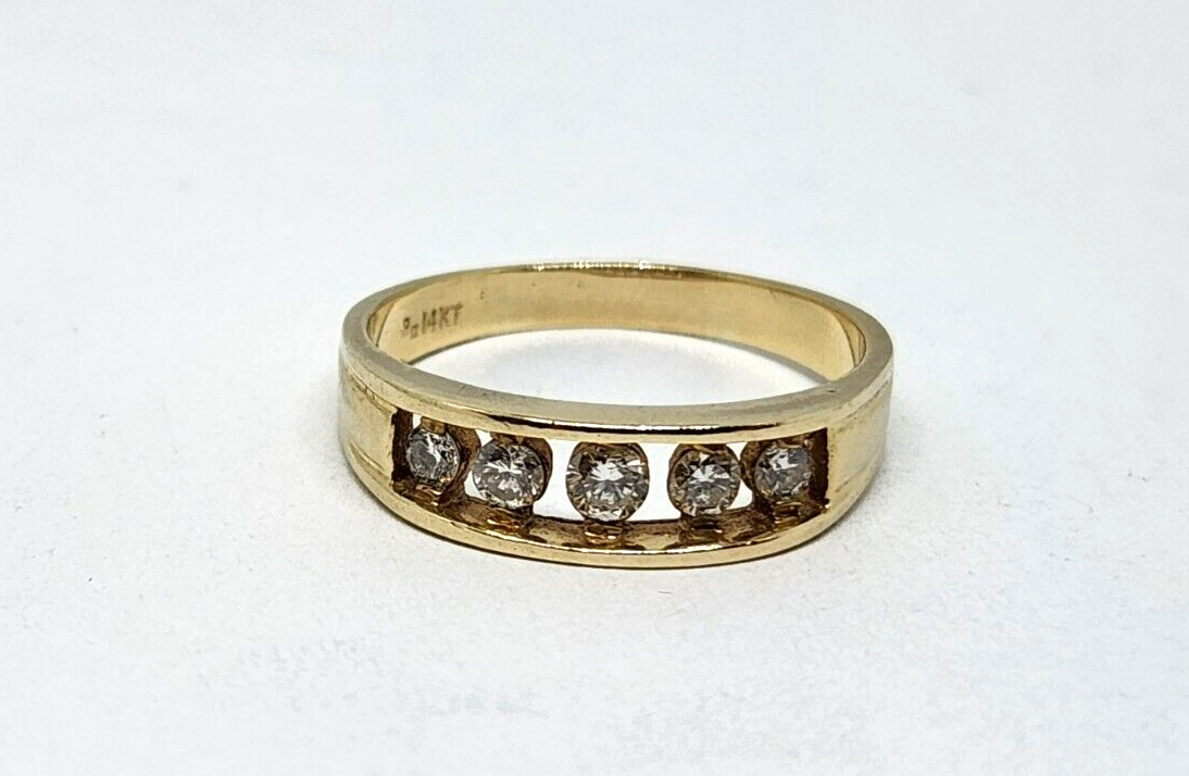 0.42ctw Round Diamond Channel Set Wedding Band Ring 14k Yellow Gold Size 10.25