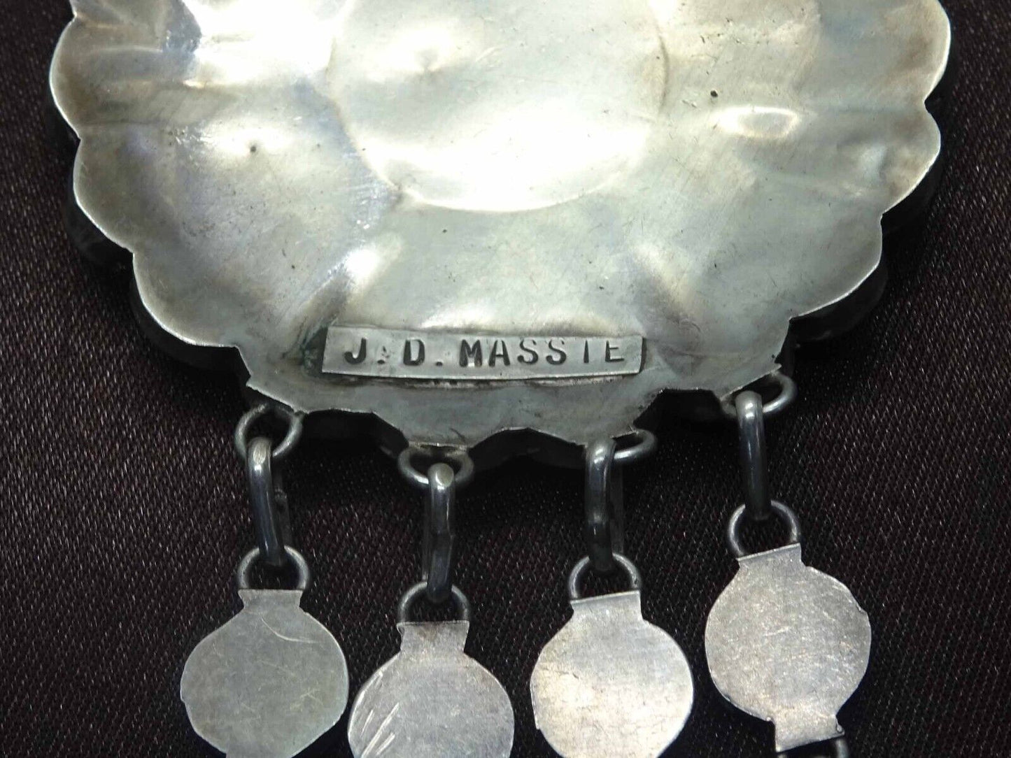 J.D. Massie Inlay Turquoise Coral Jet Mother-of-Pearl Zuni Sun God Necklace