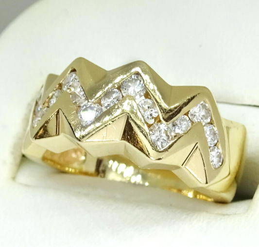 0.50ct tw Natural Diamond Zig Zag Design Custom Ring 14k Gold Size 5
