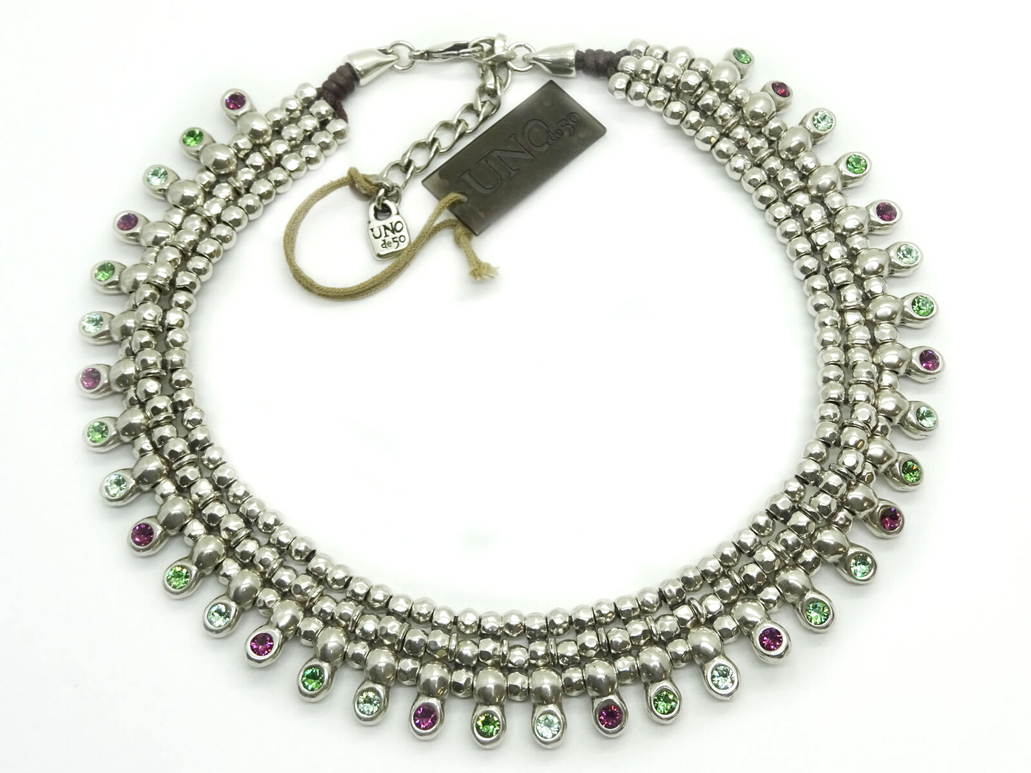 UNO de 50 “Crystal Jungle” Crystal Silver Plated Metal Necklace