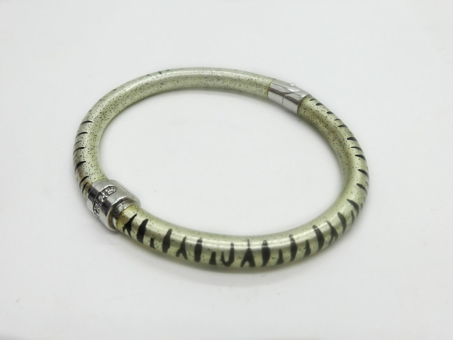 Designer SOHO Safari Tiger Sterling Silver Earth Mined Diamond Bangle Bracelet