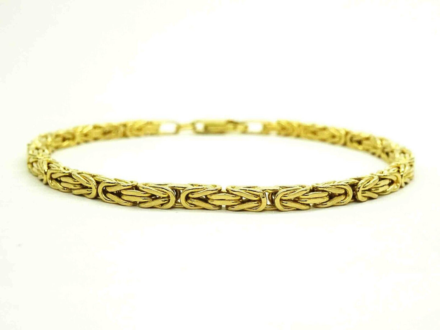 Italy 3mm Byzantine Square Design Bracelet 14k Gold 7-3/8" Long