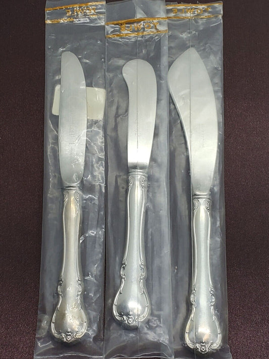 Towle French Provincial 3pc Sterling Handle Butter Spreader Knife Set