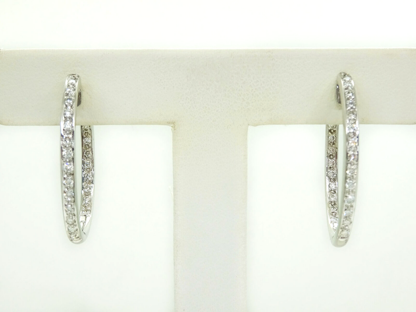 1.50ct tw Earth Mined Diamond Inside Out Oval Hoop Earrings 14k White Gold