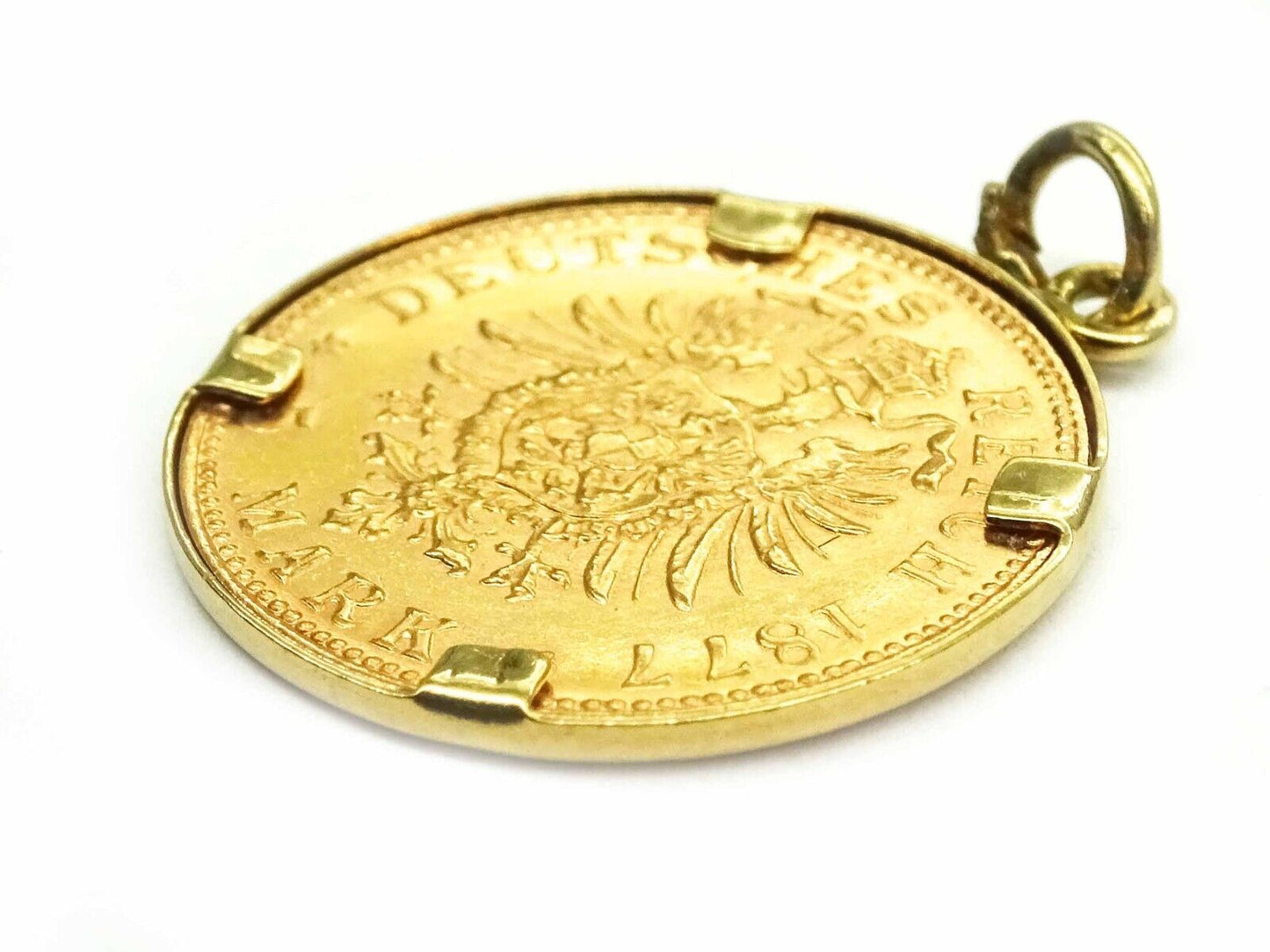 Gold 1877 Wilhelm Deutscher Kaiser Konig V. Preussen 5 Mark Coin Pendant