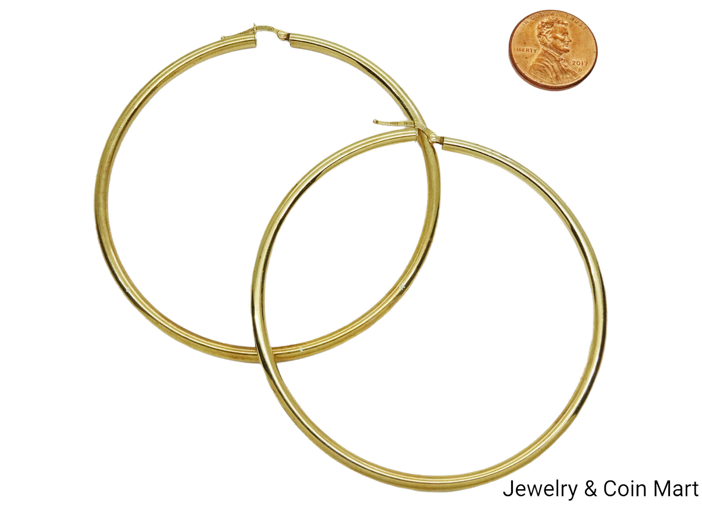 Large Thin Italy Hoop Earrings 14k Gold