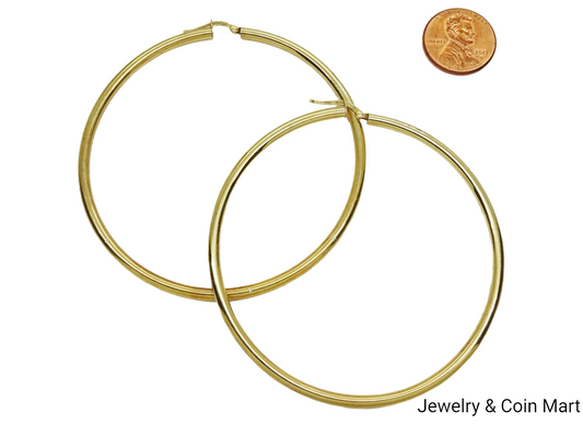 Large Thin Italy Hoop Earrings 14k Gold