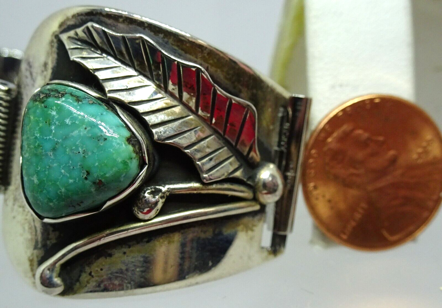 Southwestern Native American Sterling Silver & Turquoise Watch Tips