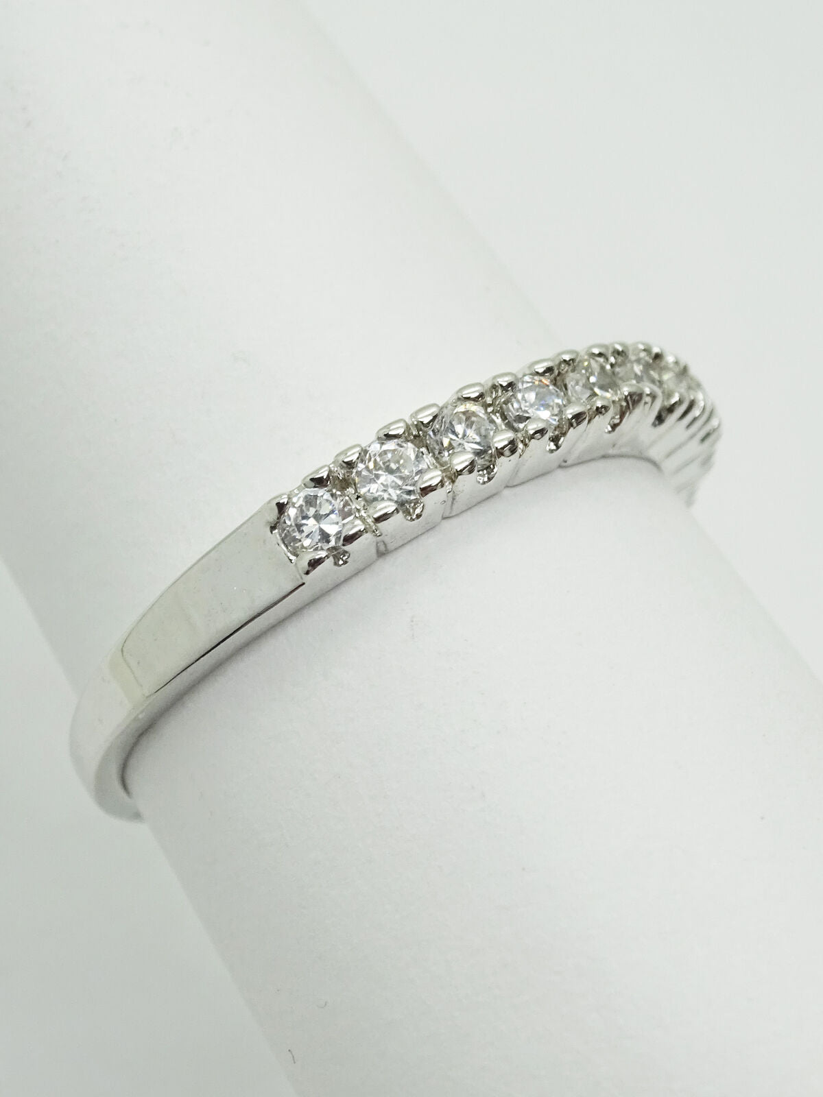 0.5ct tw CZ Semi-Eternity Band Ring Size 9 Rhodium Plated