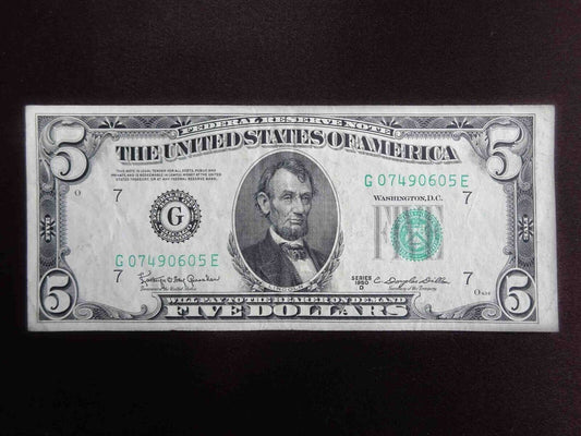 1950D $5 Federal Reserve Note Chicago Illinois G07490605E