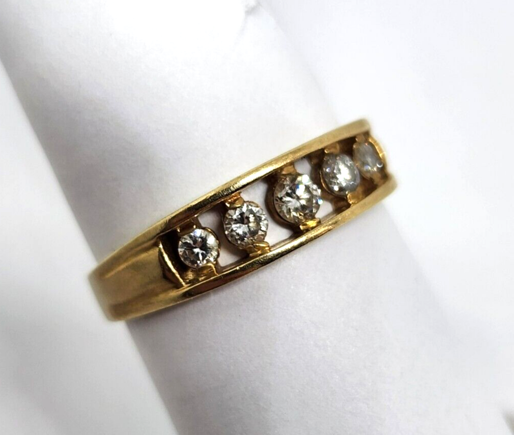 0.42ctw Round Diamond Channel Set Wedding Band Ring 14k Yellow Gold Size 10.25