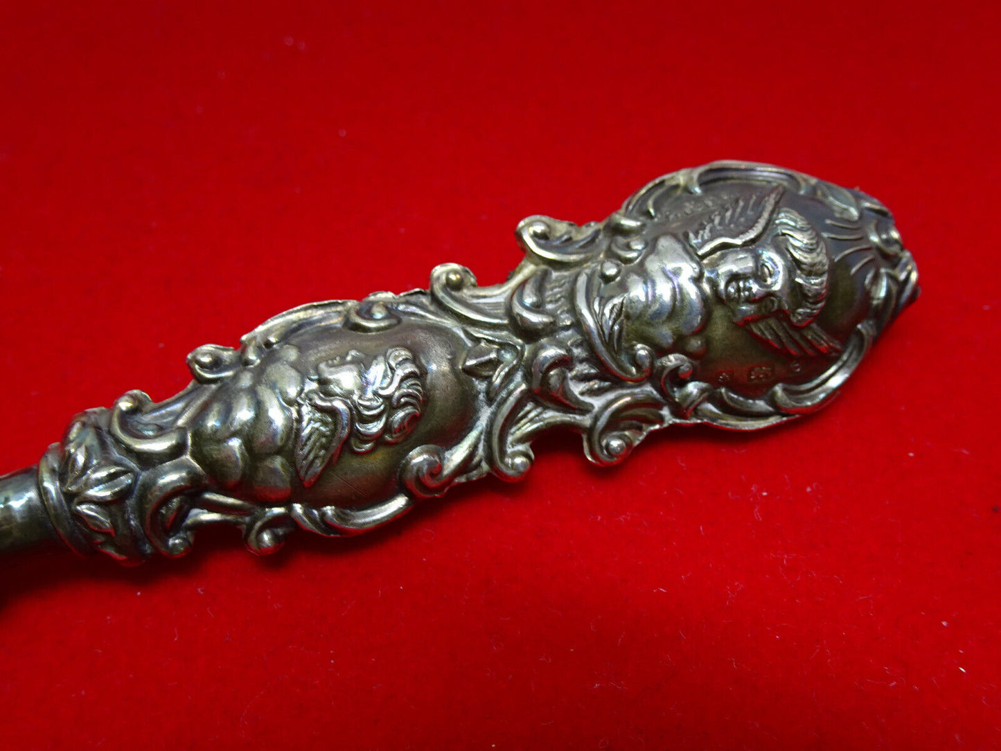 Vintage Sterling Silver Angel Cherub Face Handle Button Shoe Hook England Marks