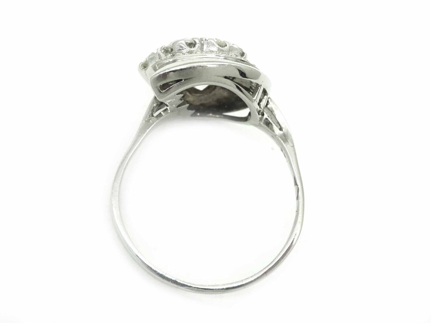 Art Deco 1.18ct tw Natural Diamond Swirl Platinum Ring Size 10.75