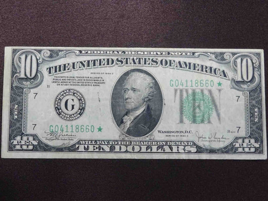 1934C $10 Federal Reserve Star Note G04118660*