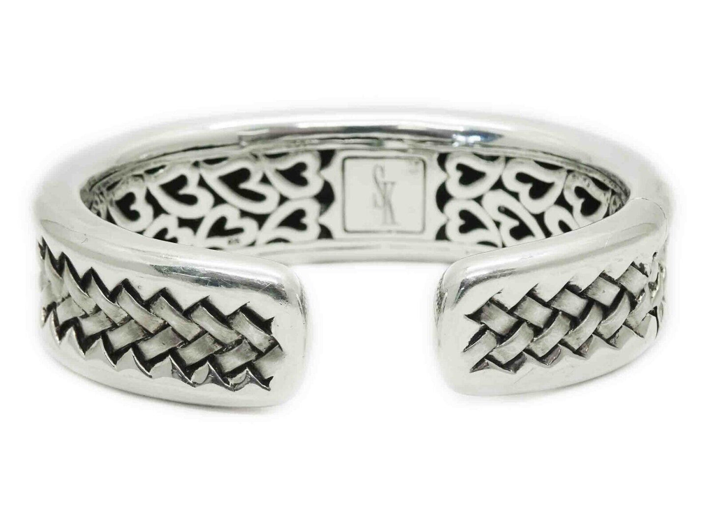 Scott Kay Designer Basket Weave Heart Filigree Cuff Sterling Silver