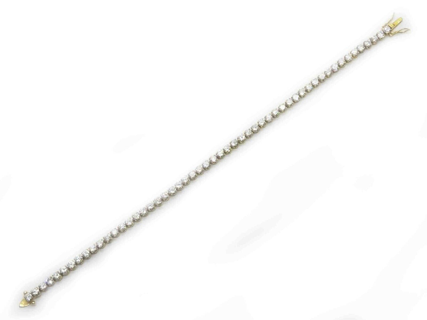 3.5mm Wide Round CZ Tennis Bracelet 14k Gold 7.25" Long 8.2 Grams