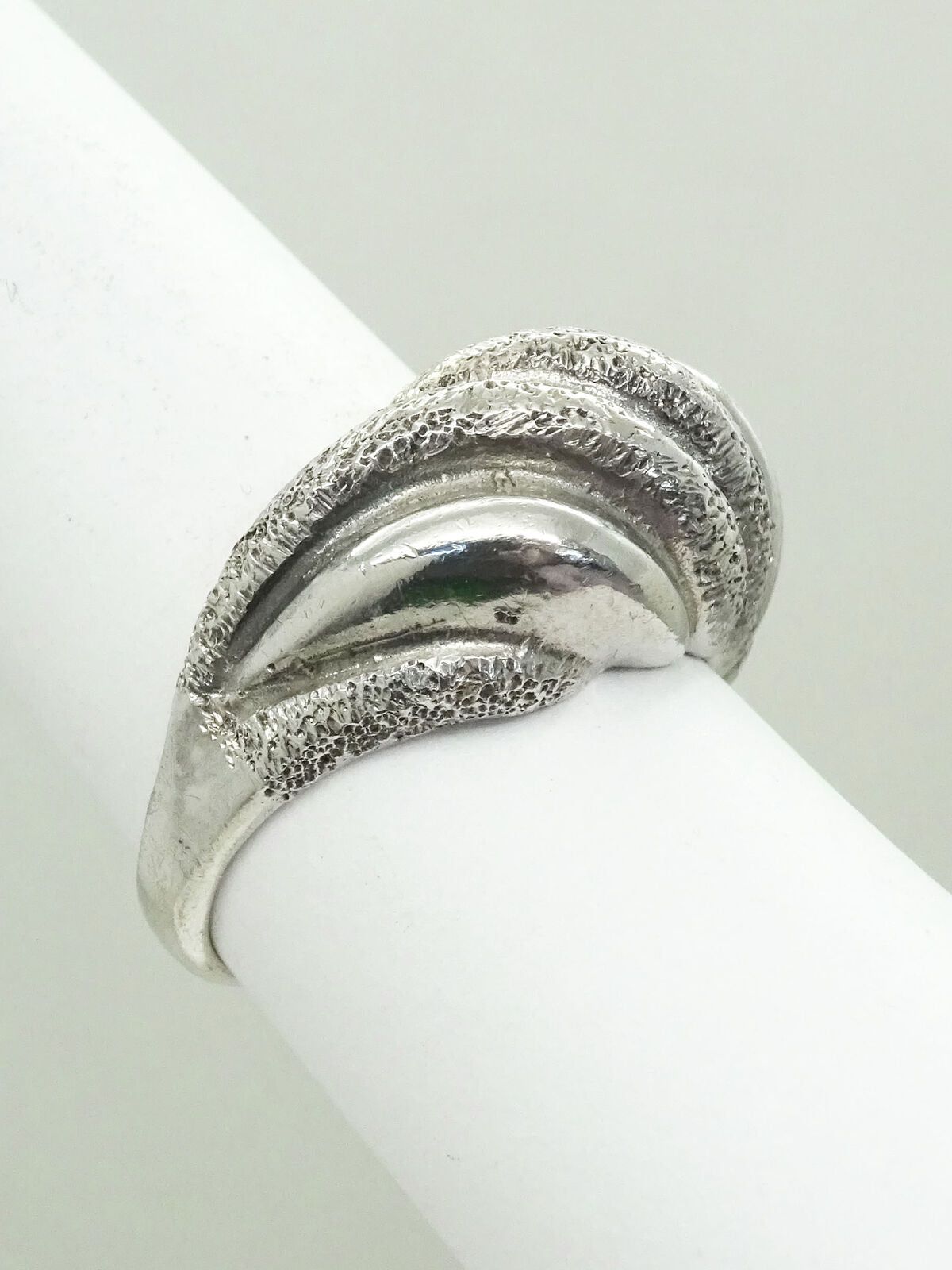 Swirl Dome Textured Sterling Silver Ring Size 6.75