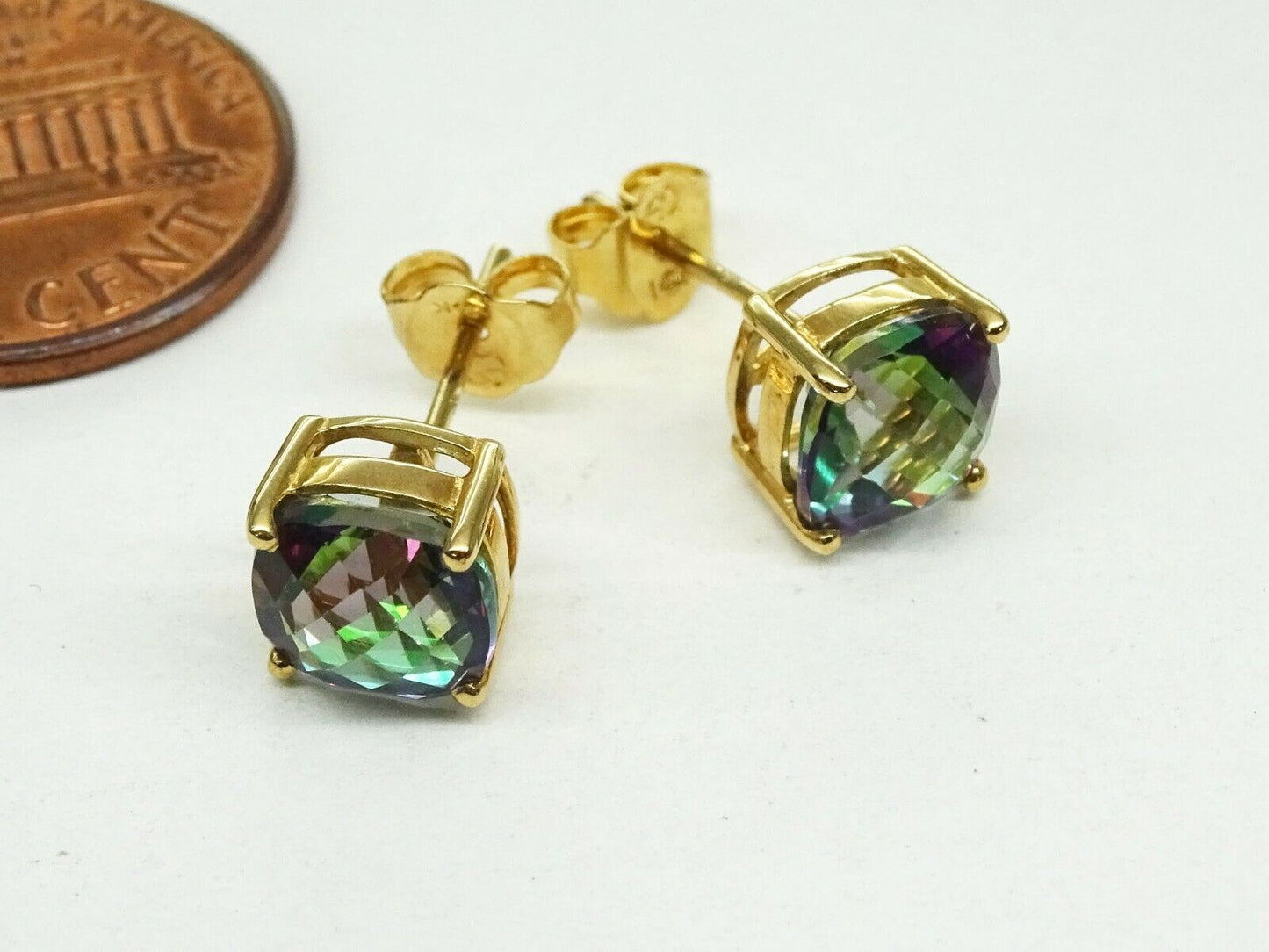 15+ ct tw Mystic Topaz Pendant Ring & Earrings 10k/14k Gold Jewelry Set