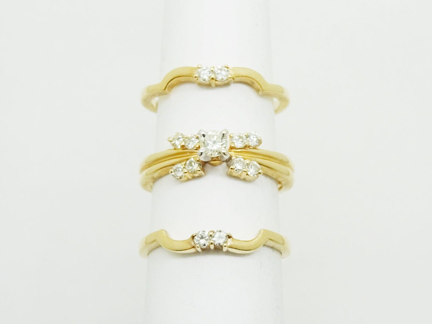 0.40ct tw Natural Diamond 3pc Stackable Band Ring Set 14k Gold