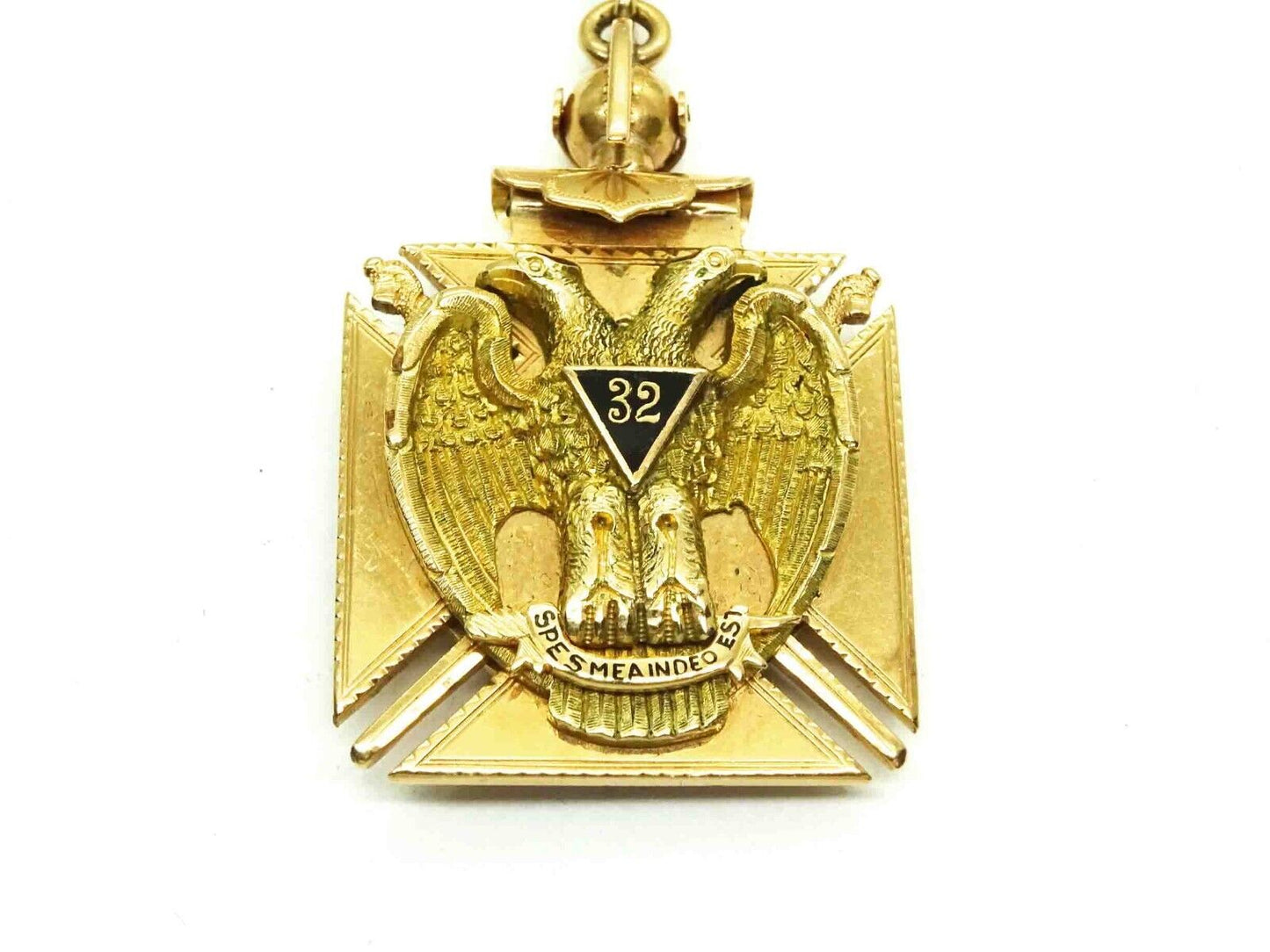 Estate Vintage Double Headed Eagle 32nd Degree Medallion & Fob 14k Gold