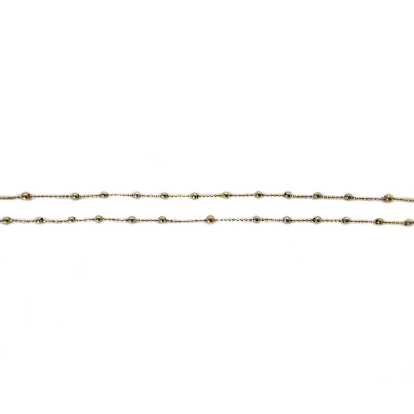 14k Tricolor Gold Rosary Necklace, Bead Stations, Emblem, Crucifix