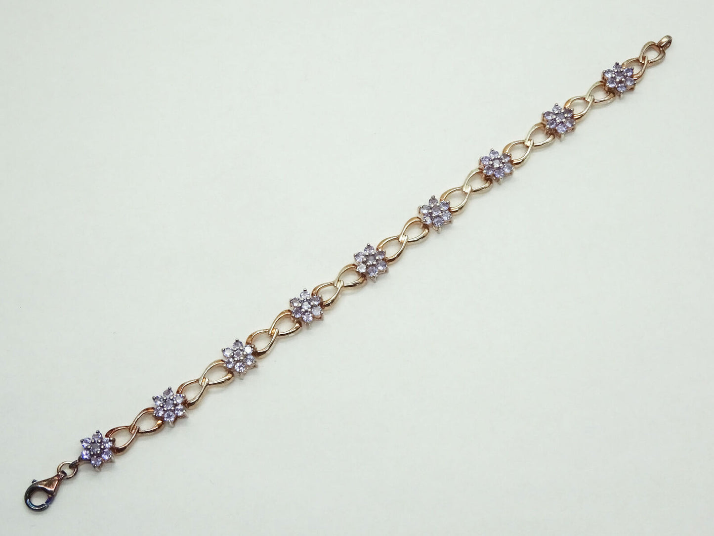 Starburst Iolite Rose Gold Plated Sterling Silver Infinity Link Bracelet 7.5"