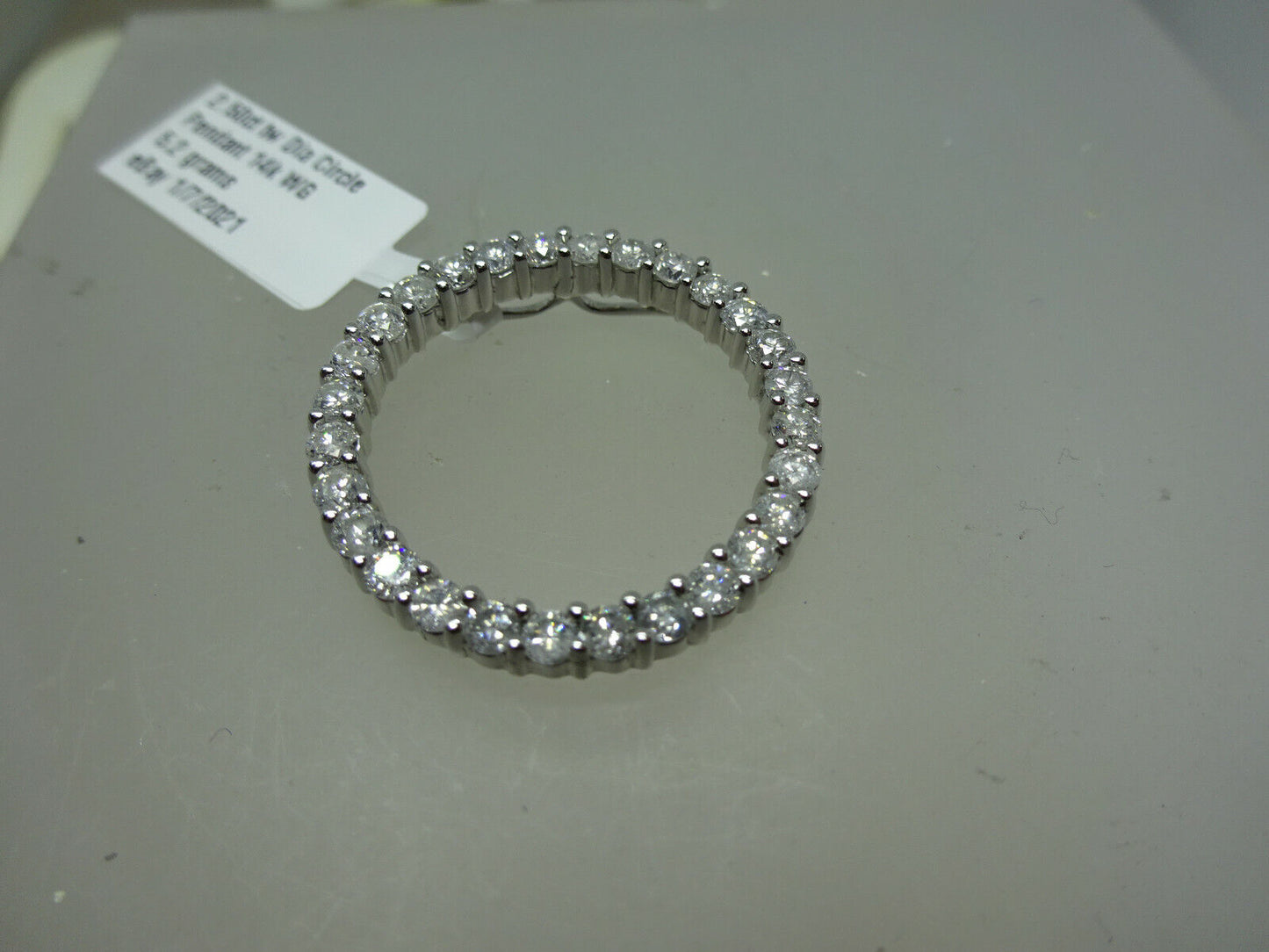 New 2.5ct tw Natural Diamond Circle Pendant 14k White Gold