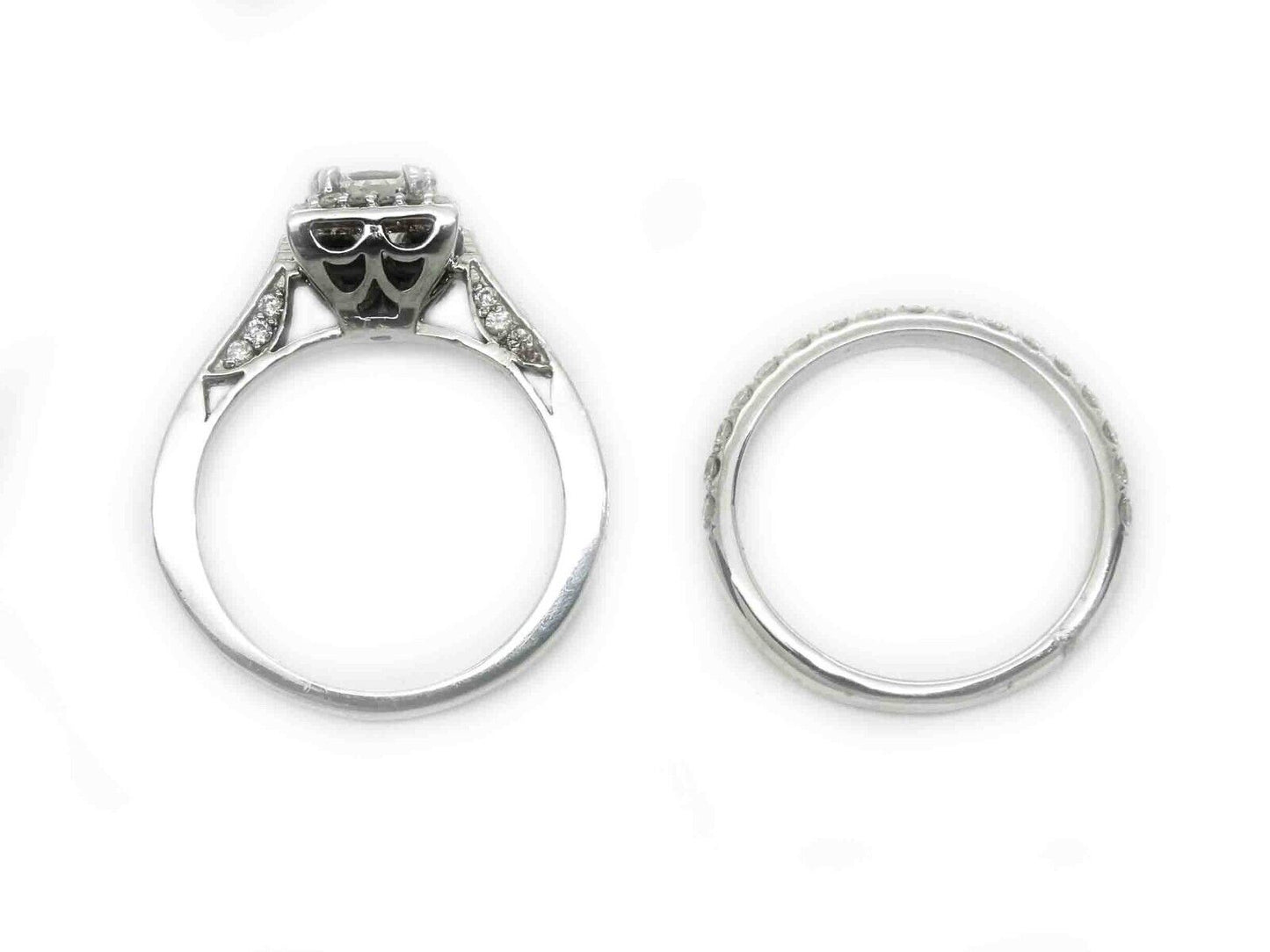 1.71ct tw Princess Diamond Engagement Wedding Set 18k White Gold Size 5