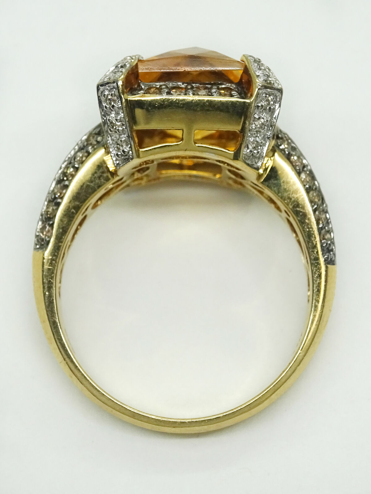 LeVian 7.5ct tw Natural Citrine & Chocolate Diamond Ring 14k Gold Size 9