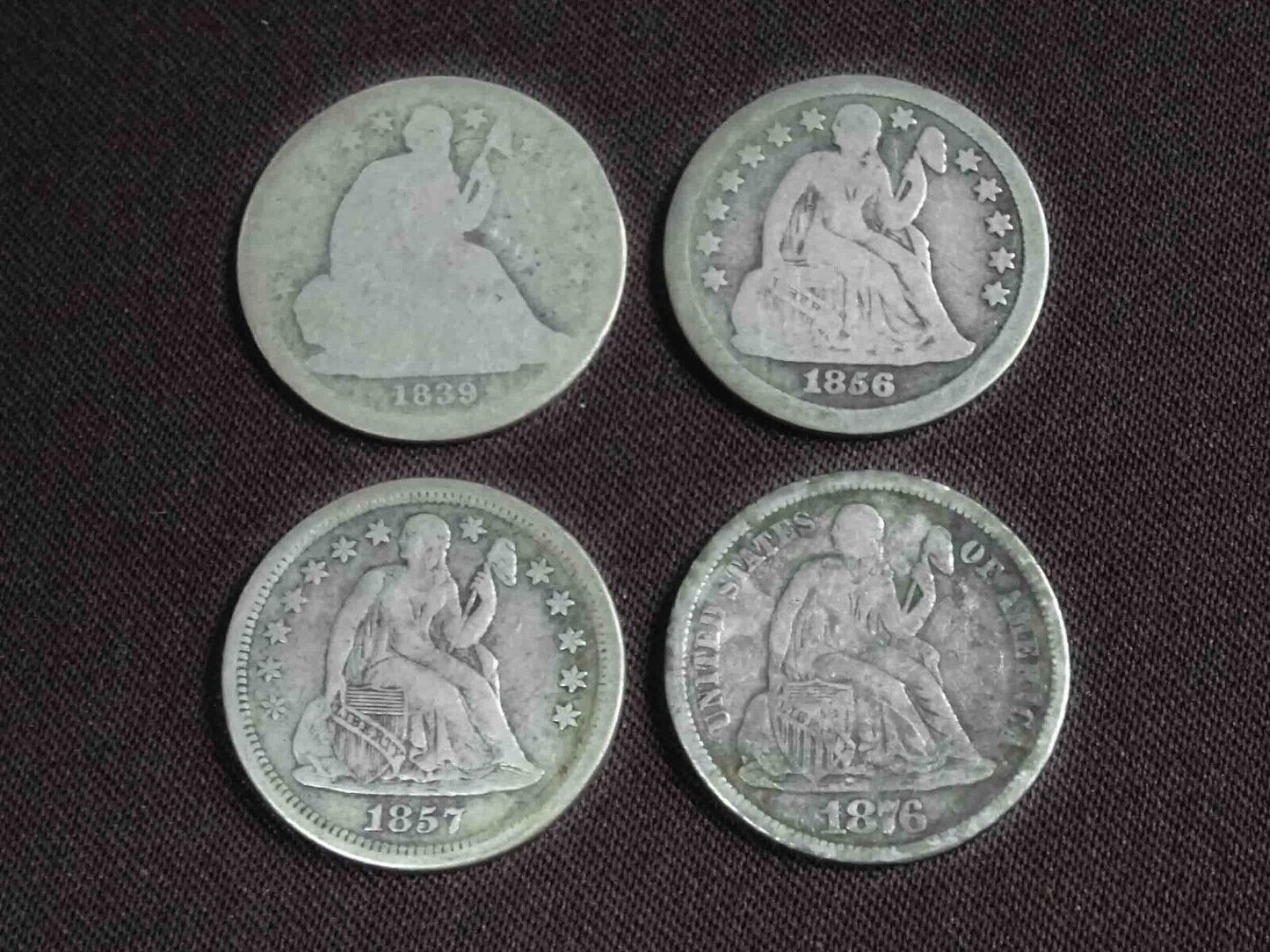 4pc Lot of Seated Liberty Dimes