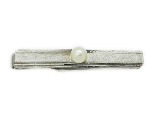 Mikimoto 6.5mm Wide Pearl Necktie Clip Sterling Silver