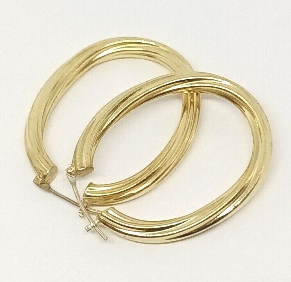 14k Yellow Gold Shrimp Hoop Earrings 10.7grams, 1.5'' Long, 1.25'' Wide