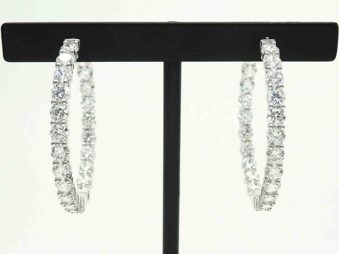 Kleo White CZ Inside-Out Hinged Hoop Earrings Sterling Silver